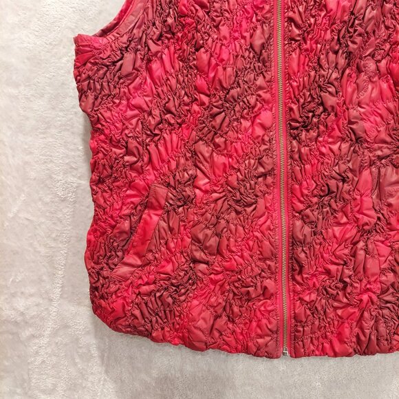 Christopher & Banks Womens L Vest Red Maroon ruched textured Colorful Bold warm - Picture 11 of 14